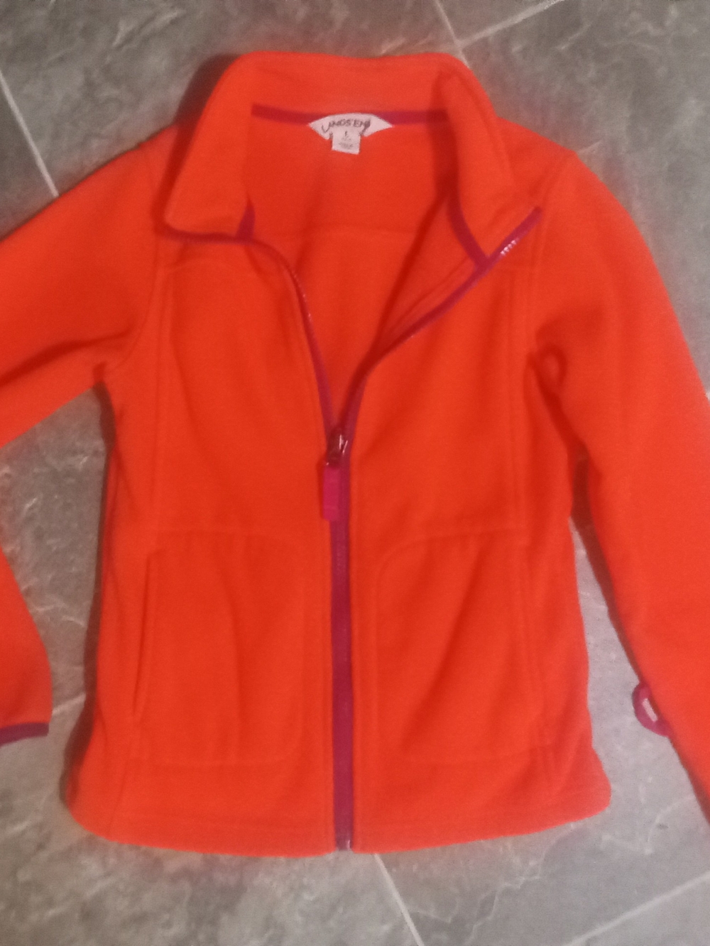 Lands' End Orange Full-Zip Fleece Jacket